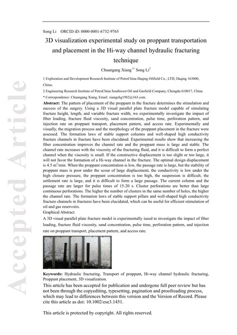 Three‐dimensional visualization experimental study on proppant .